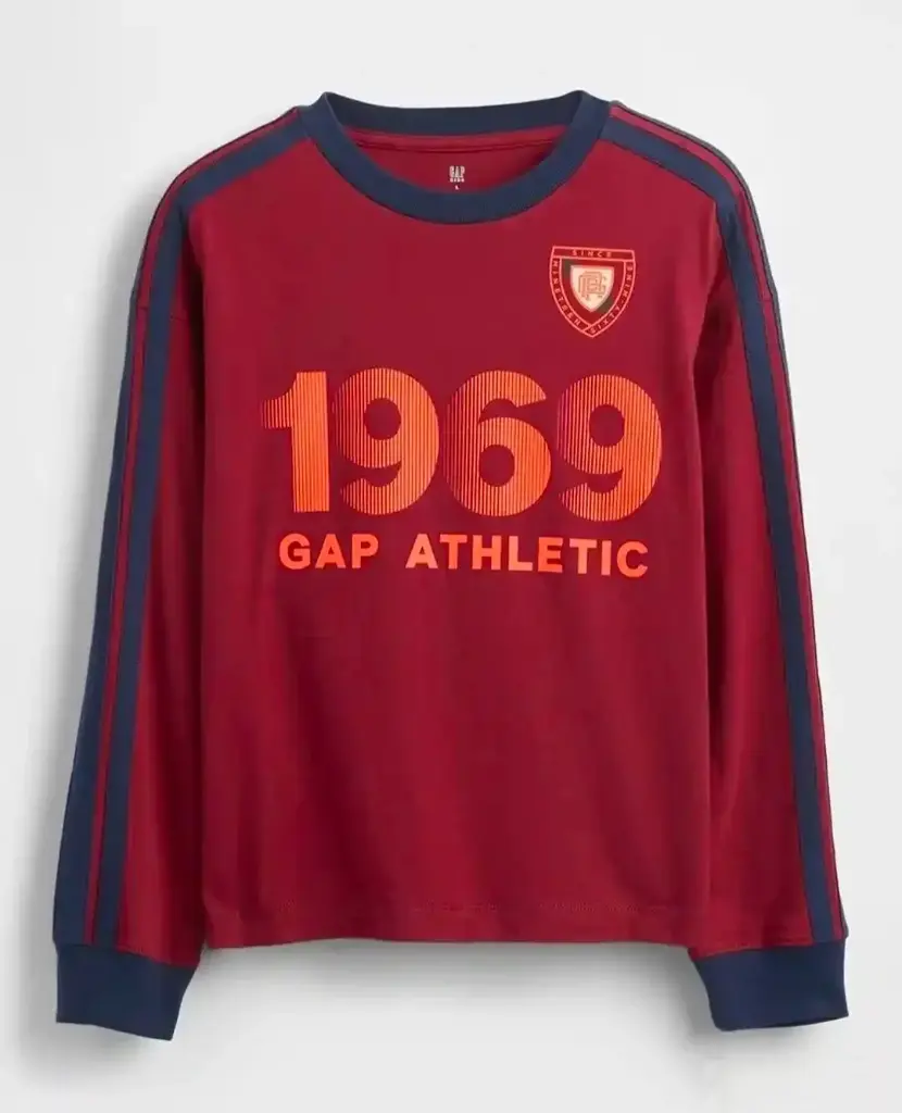 GAP Boys Numeric Printed Relaxed Fit Pure Cotton Crew Neck Drop-Shoulder T-Shirt
